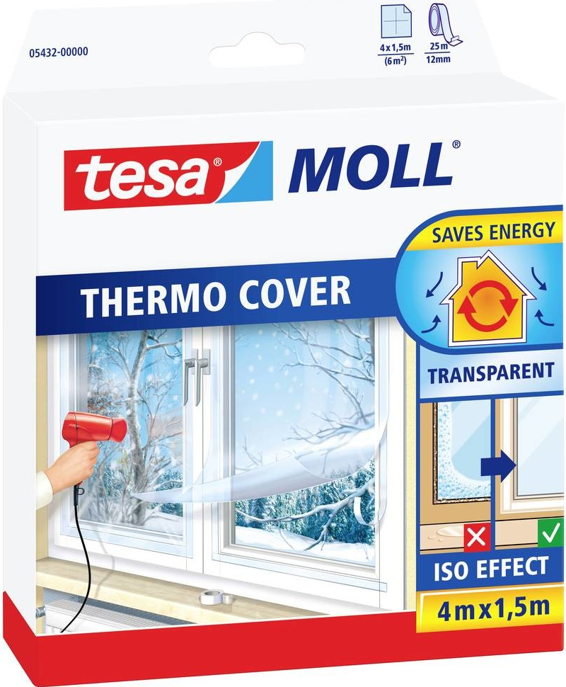 izolačná fólia na okná tesa THERMO COVER priehľadná (d x š) 4 m x 1.5 m akrylát 1 ks; 05432-00000-01