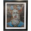 Frida Kahlo,čierna -obraz, farebná kresba - Mgr. Zuzana Čarnoká,originálny,ručne maľovaný obraz