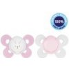 CHICCO Cumlík Physio Comfort silikónový dievča - zajačik/bodky 2 ks, 0-6 m