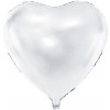 PartyDeco Fóliový balón Srdce biele 45 cm