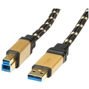 Roline 11028903 USB 3.0 A(M) -> USB 3.0 B(M), 3m, černo/zlatý