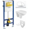Mereo WC set - Rimless WC oblé, modul pre sadrokartón, biele oválne tlačidlo MM02NSETRS110