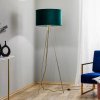 Domiluce Stojacia lampa Monaco, trojnožka zlatá, zelený zamat - 6113P/Z-H06