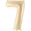 PartyDeco Fóliový balón narodeninové číslo 7 béžový 72 cm