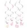 Závesné špirály papier-fólia Baby girl 60 cm - 4 ks