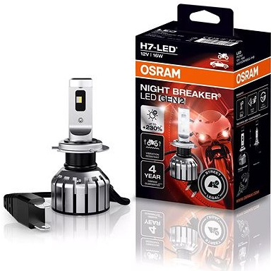 MOTORCYCLE H7 NIGHT BREAKER LED +230% 64210DWNBG2-1HFB GEN2 6000K 1ks