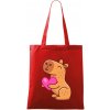 Zamilovaná kapybara - Taška bavlnená - 42 x 38 cm ( Červená )