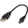 USB kábel (2.0), miniUSB samec - USB A samica, 0.2m, čierny