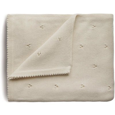 Mushie pletená detská deka z organickej bavlny dierkovaná Ivory
