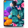 Picasee silikónový prehľadný obal pre Samsung Galaxy A21s - Pink Monstera