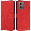 Peňaženkové kožené puzdro Heart na Motorola Edge 40 Neo - Červená