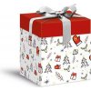 MFP vianočná darčeková krabica s vekom, rozmer 12x12x15cm, biela s potlačou