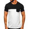 Čierno-biele pánske tričko s náprsným vreckom Bolf 8T91
