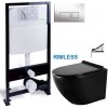 PRIM předstěnový instalační systém s chromovým tlačítkem 20/0041 + WC MEXEN LENA ČERNÁ Rimless + SEDADLO PRIM_20/0026 41 ME01