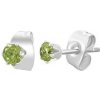 Šperky eshop - Oceľové náušnice - svetlozelený zirkón, 3 mm AA02.18