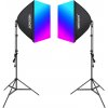 Sada Neewer NK800 dva softboxy + žiarovky RGB 24W 2700-6500K + statívy + tienidlá