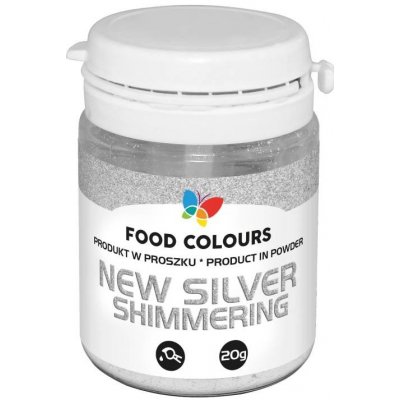 Food Colours Jedlá prachová perleťová farba New Silver Shimmering 20 g