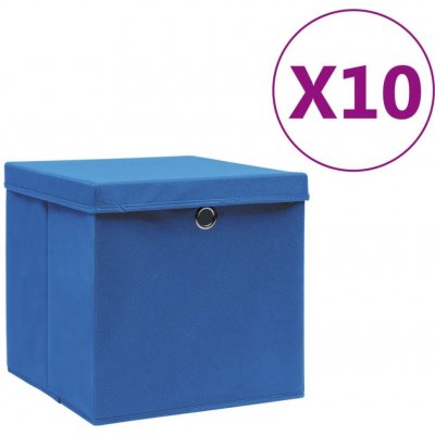 Petromila vidaXL Úložné boxy s vekom 10 ks 28x28x28 cm modré