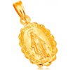 Šperky eshop Prívesok zo žltého 14K zlata oválny medailón Panny Márie, obojstranný GG204.30