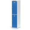 Alfa 3 Šatníková skrinka s úložnými boxami, 2 boxy, 1800 x 400 x 500 mm, otočný zámok, modré dvere
