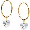Swarovski e. náušnice zlaté kruhy so srdcom Softly Whisper see3633