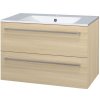 Mereo Bino, kúpeľňová skrinka s keramickým umývadlom 81 cm, dub Sand Barbera