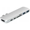 AppleKing hub 7v1 USB-C– 2× USB + čítačka SD / TF kariet + 2× USB-C + HDMI pre MacBook – strieborná - možnosť vrátiť tovar ZADARMO do 30tich dní