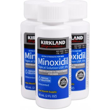 Kirkland Minoxidil 5% 3 mesačná kúra proti vypadávaniu vlasov 3 x 60 ml