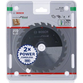 Bosch Kotoučové pily pro řezání standardní for Wood Accessories 2608837668 Průměr: 136 mm Počet zubů (na palec): 24