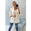Fashionweek Talianske Elegantné sako,blejzer s riasenými rukávmi K9709 Farba: krémová, Veľkosť: Universal