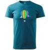 Teplovzdušný balón v oblakoch - Klasické pánske tričko vyššej gramáže - 2XL ( Tmavý tyrkys )