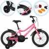 Horský bicykel MTB pre deti, ľahký rám, 16 palcov s bočnými kolieskami, ružový