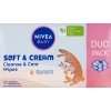 Nivea Baby Soft & Cream čistiace a ošetrujúce obrúsky, 2× 57 ks