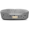 JAKS Vodeodolný oválny pelech pre psa a mačku sivý čierne kosti Kingdog Pelech veľkosti: 50 x 40 cm