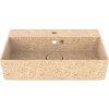 Woodio Umývadlo Cube60, béžové natural / závesné s otvorom na batériu