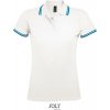 SOL'S | Pasadena Women, Dámske polo, biela - modrá aqua, XL
