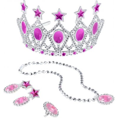 RAPPA - Korunka princezná s náušnicami a náhrdelníkom ružová