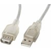 Lanberg CA-USBE-12CC-0018-TR USB-A M/F 2.0, 1,8 m LANBERG USB-A M/F 2.0 kábel 1,8 m, transparentný