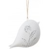 Dekorácia kovový vtáčik biely na šnúrke 14 cm