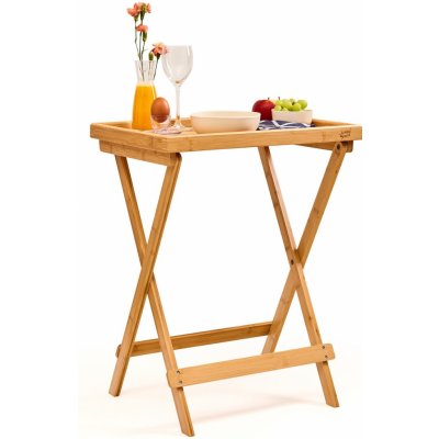 Blumfeldt Príručný raňajkový stolík, ľahký, 50 × 66 × 38 cm, udržateľný, bambus (BW-10228-001)