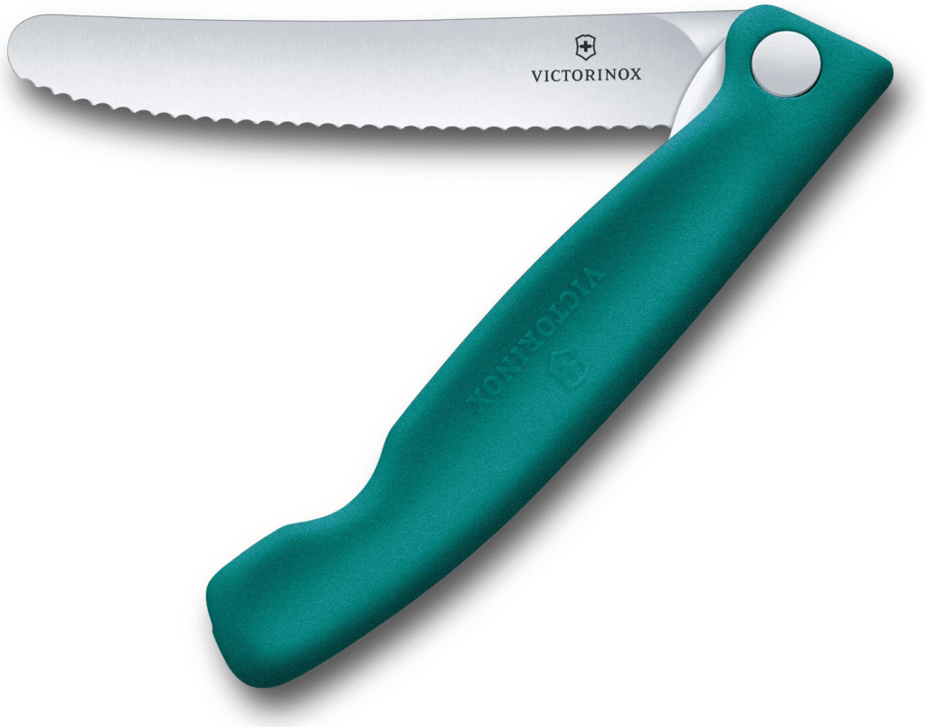 Victorinox 6.7834.FC1 skladací nôž na ovocie a zeleninu, 11 cm zúbkovaná oblá čepeľ, piknikový/cestovný, tmavo-zelený