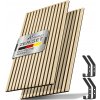 TRESKO® 2 kusy akustických panelov z dreva 120×60 cm vrátane 4x háčikov na kabáty | obklad steny svetlý dub ako 3D lamelová stena | drevené panely na zvukovú izoláciu | akustické stenové panely s mont