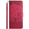 Peňaženkové puzdro Embossing Pattern Mačky červené – Samsung Galaxy S24 FE
