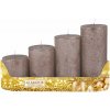 Sviečky adventné stupňovité rustik metal d5x6 / 8/10 / 12cm 4ks