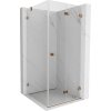 MEXEN/S - Lunar-F sprchovací kút skladacie dvere pravá 80 x 80, transparent, różowe złot 836-080-080-60-00-P