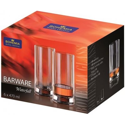 ROYAL CRYSTAL Drink BOHEMIA Pohár Long Barware waterfall 6 x 470 ml