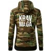 Nápis Krav Maga - Mikina dámska trendy zipper s kapucňou - 2XL ( Hnedý maskáč )