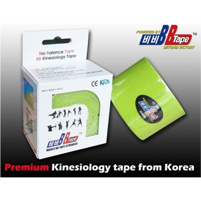 BB Tape kineziologický tejp s turmalínom - 5 m x 5 cm, Farba: zelená