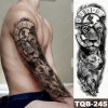 REBELULU Vodeodolné dočasné tetovačky Dočasné tetovanie Lion Wolf Watch Woman Body Art Arm Fake Tattoo Men Women