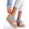 Shelvt Blue women's wedge sandals šedá 37 Shelvt 0000296574827